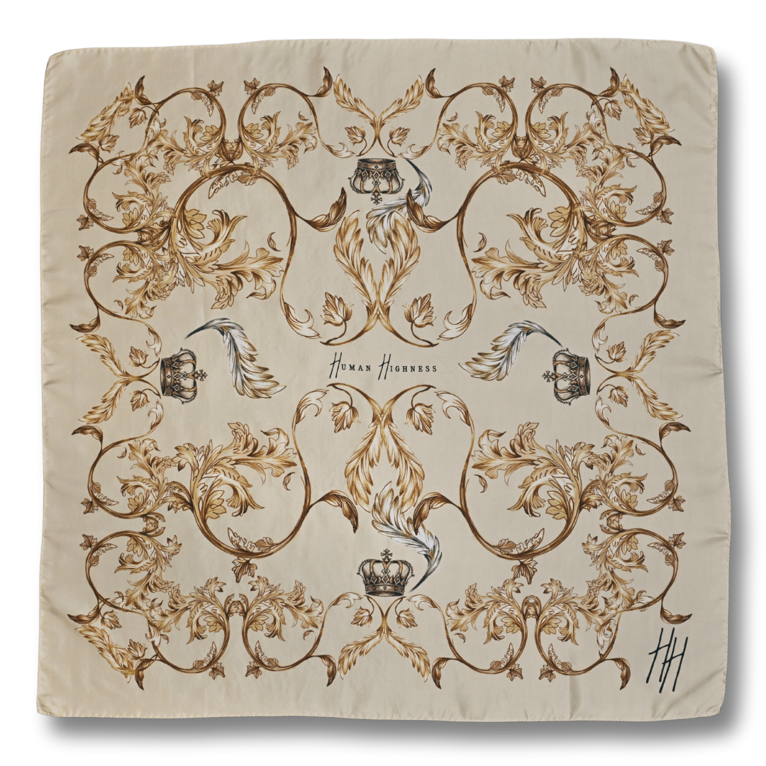 Golden Plume Silk Scarf