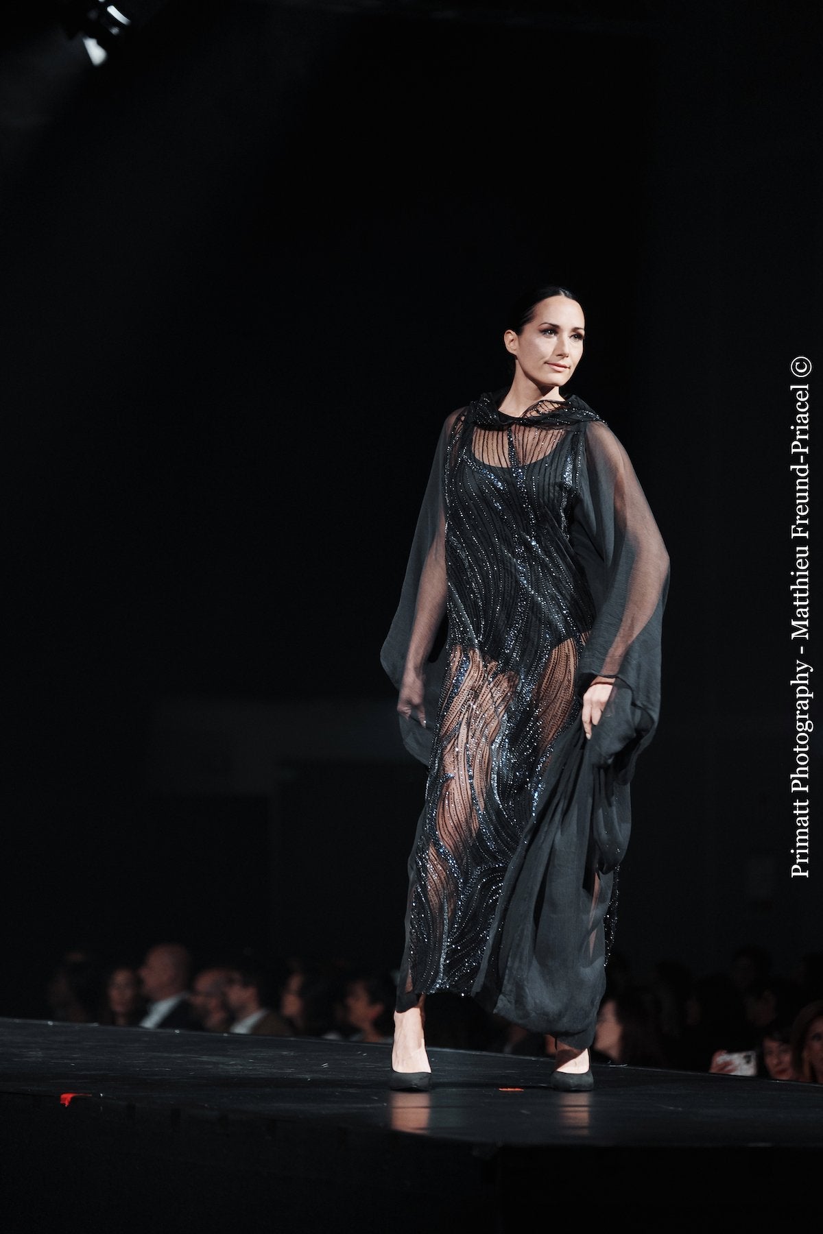 CALLISTO sheer cape gown