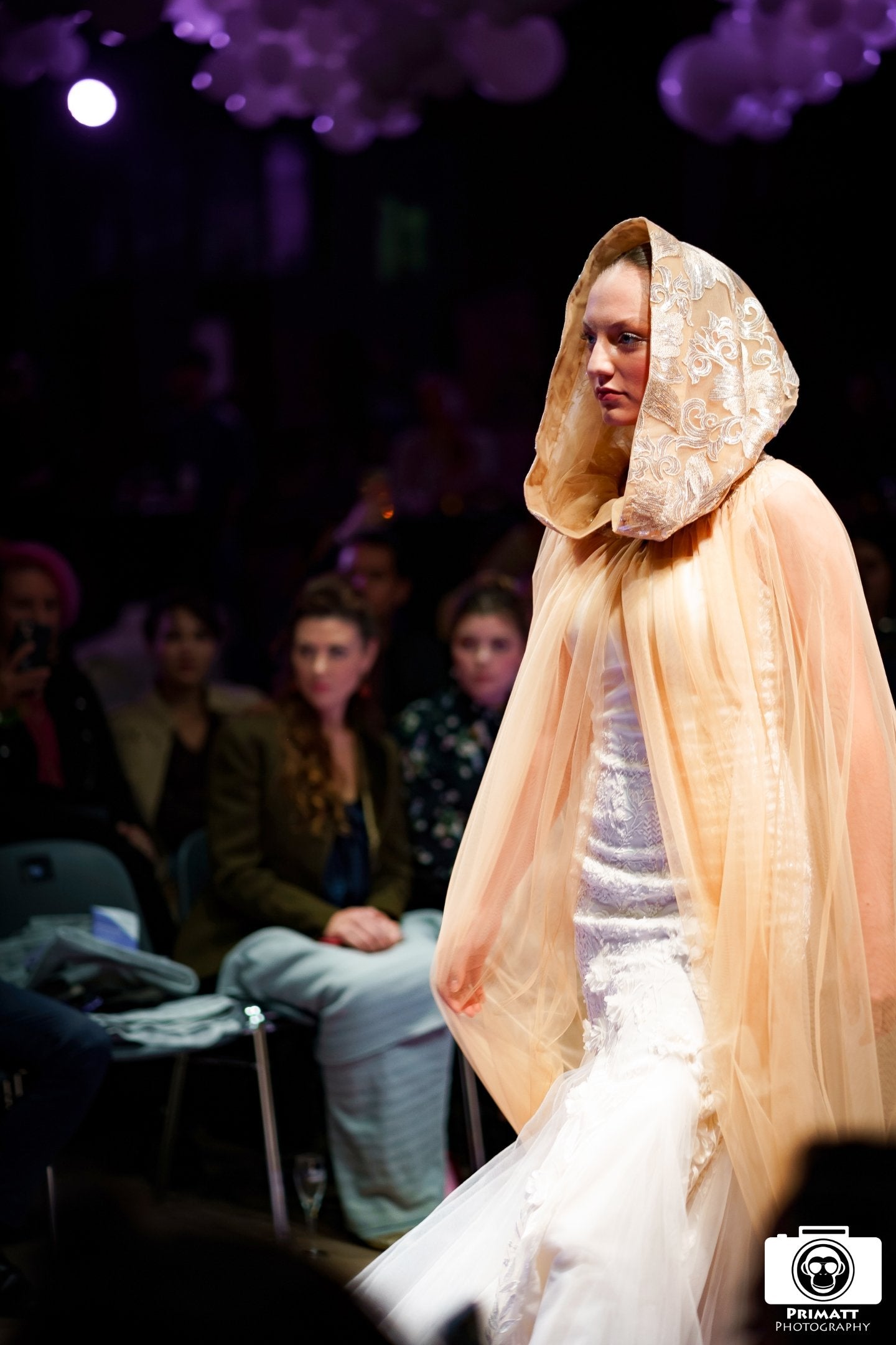 Sequins embellished tulle cape