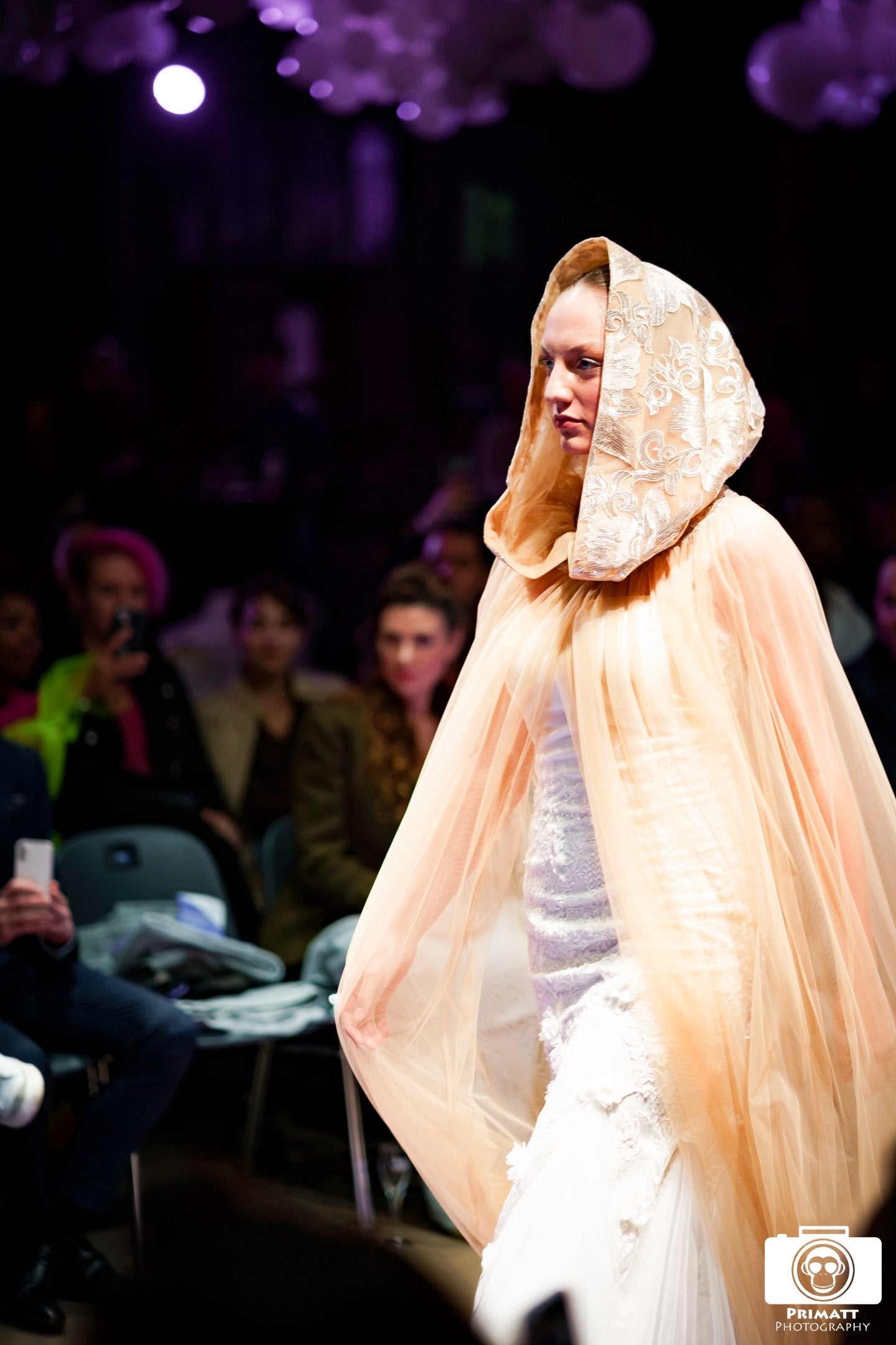 Sequins embellished tulle cape