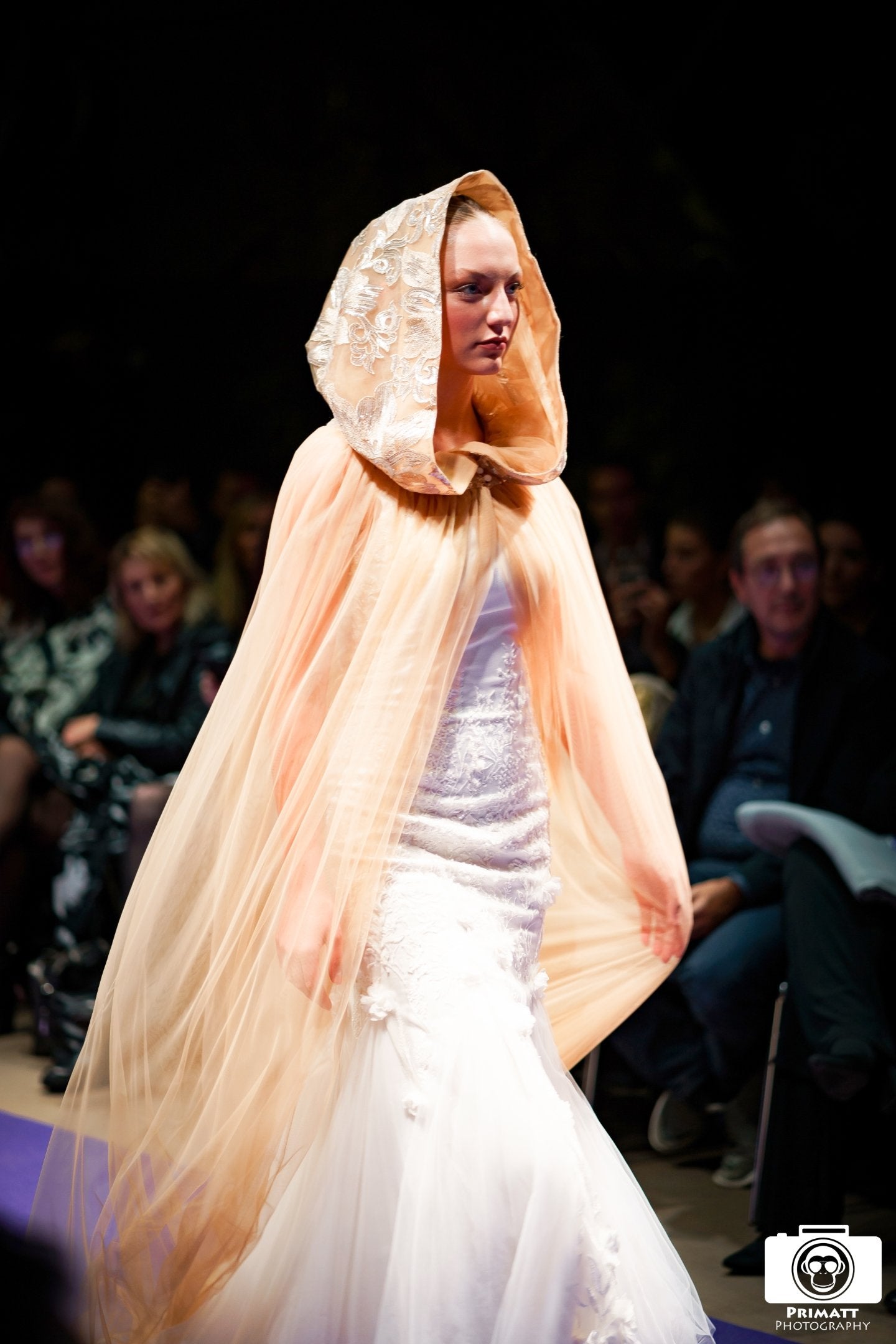 Sequins embellished tulle cape