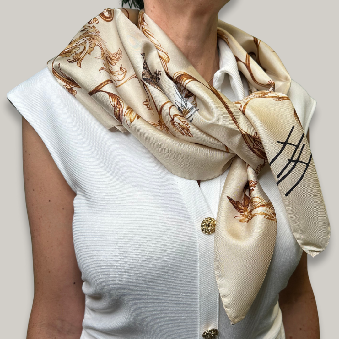 Golden Plume Silk Scarf