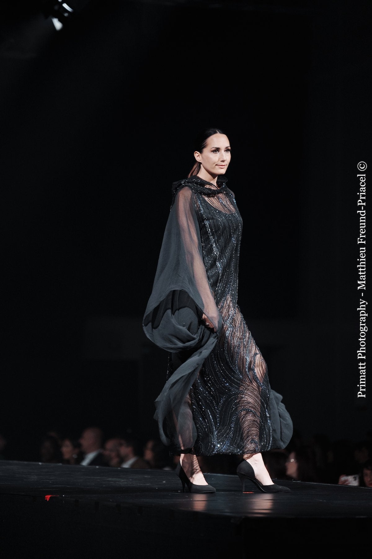 CALLISTO sheer cape gown