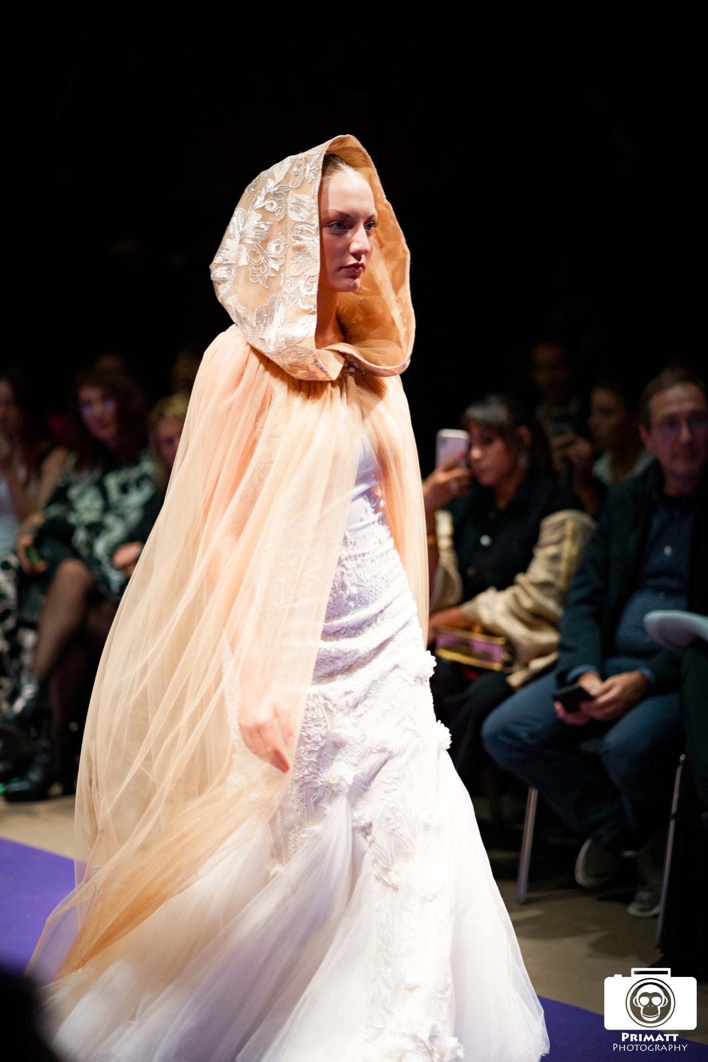 Sequins embellished tulle cape